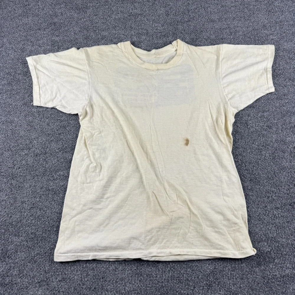 VINTAGE Boats Shirt Men S White Golden Meadow Louisiana Single Stitch 70s *